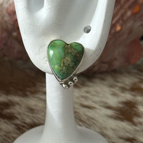 Sonoran Gold Turquoise Heart Sterling Silver Earrings - Picture 4 of 7